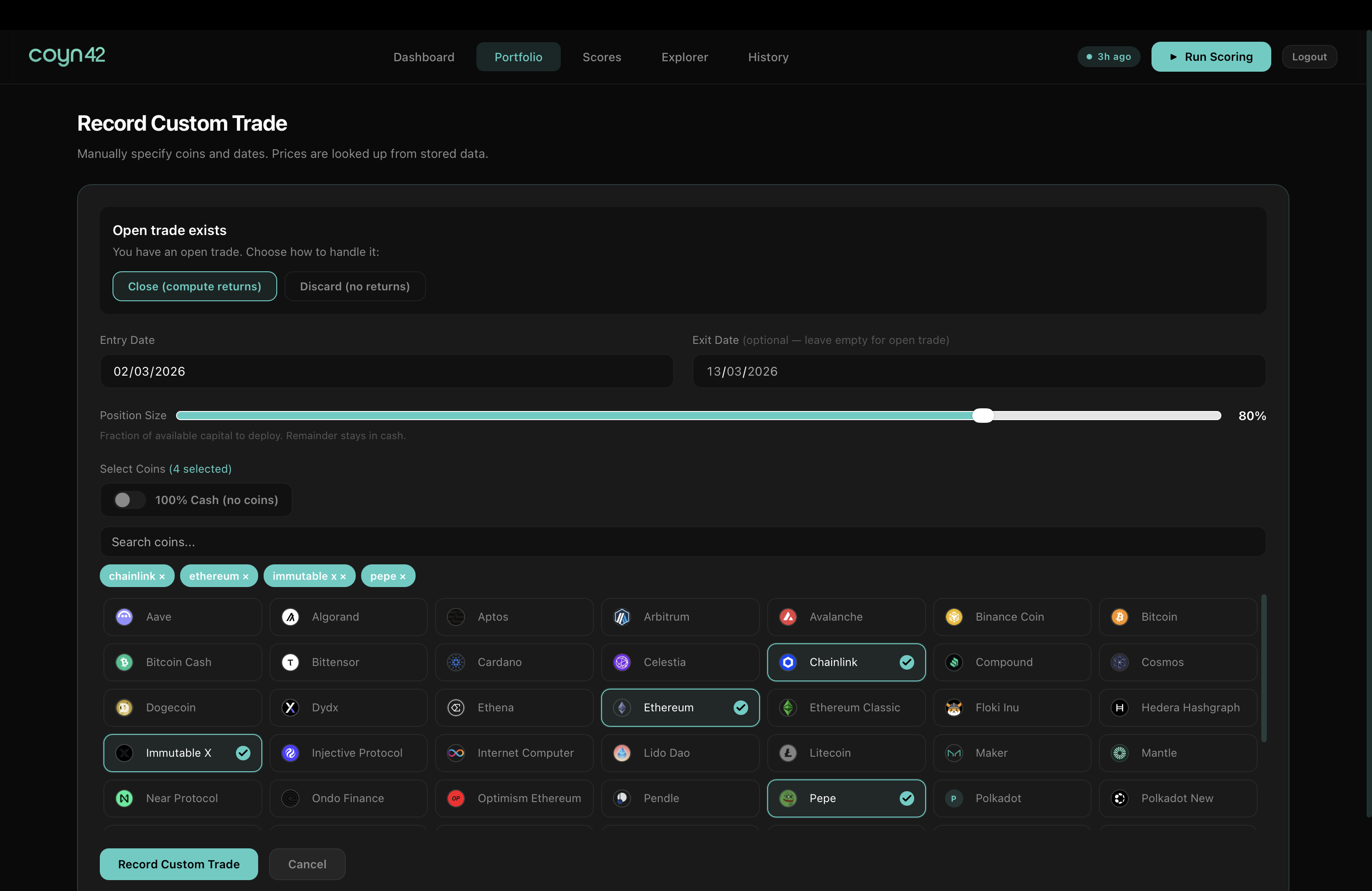 Custom Trade Builder